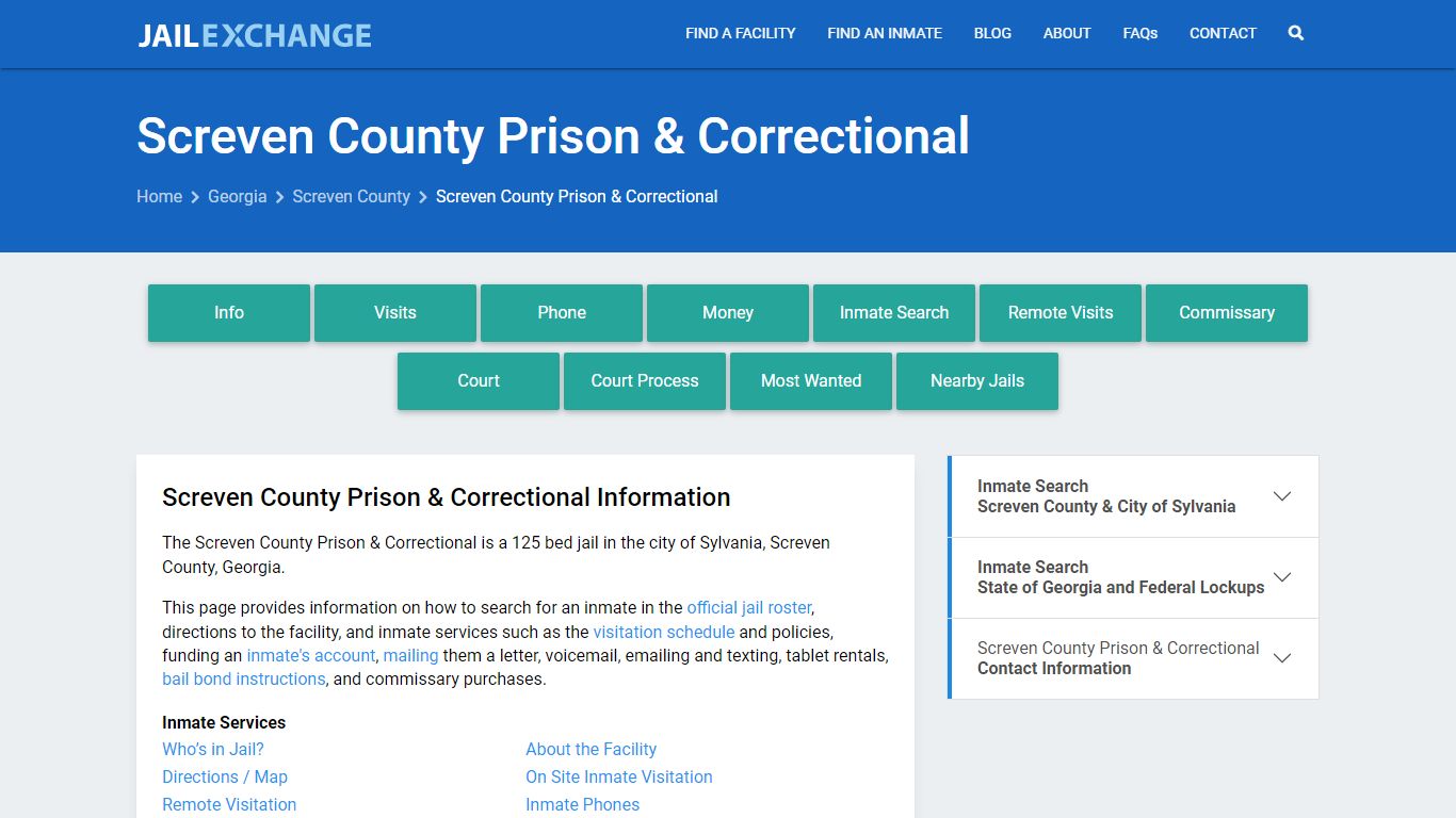 Screven County Prison & Correctional, GA Inmate Search, Information